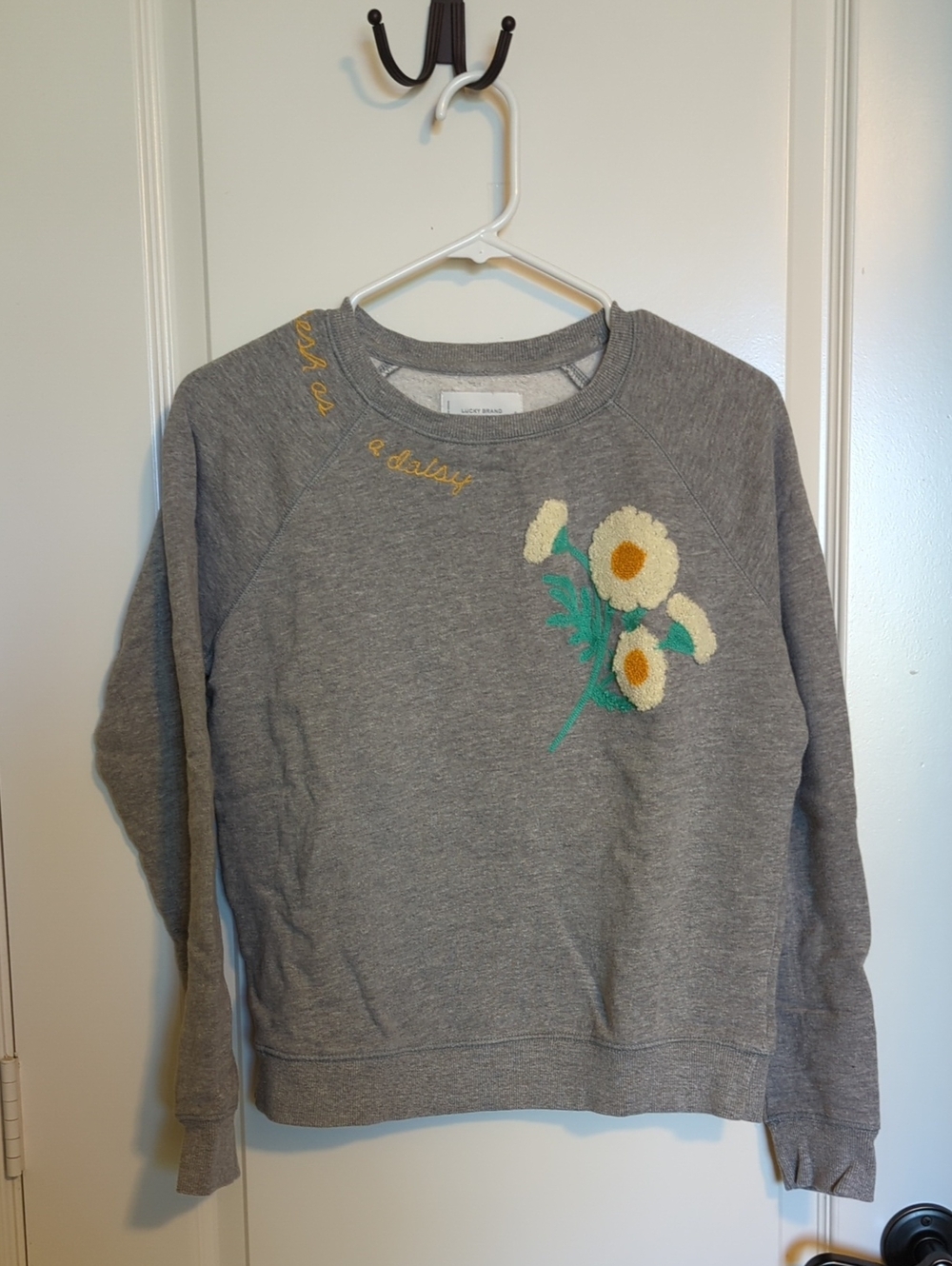 Lucky Brand Fresh As A Daisy Embroidered Sweatshirt